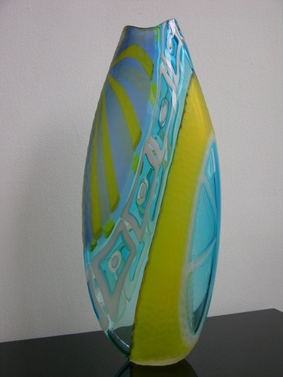Blown Murano glass vase, Work of Art signed by Andrea Zilio, entitled 