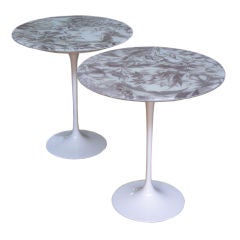 Vintage Italian Pair of Tulip Tables With Laminated Fabric Tops