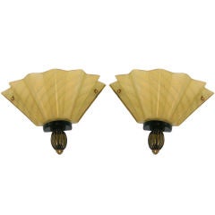 Vintage pair of gold and black Murano glass sconces
