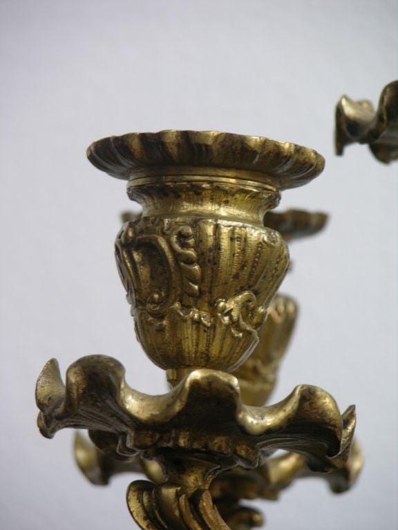 1870 Antique French Pair of Napoleon III Bronze and Ormolu Candelabra In Excellent Condition For Sale In New York, NY