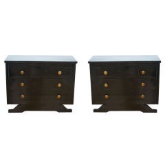 1960s Italian Pair Of Small Black Lacquered Chests
