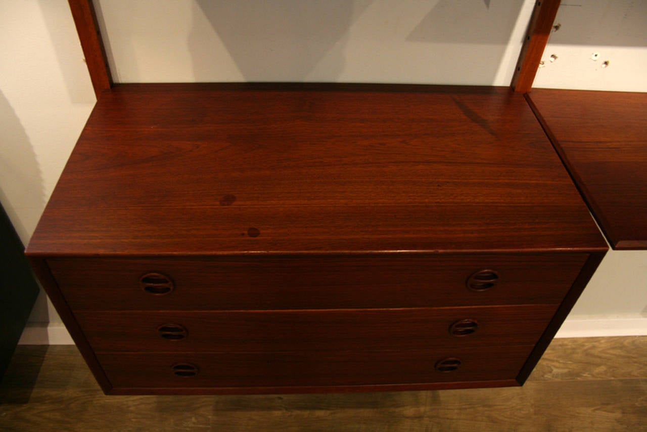 Dänische Mid Century Modern Teak Wand System Regal Bar Schrank 1