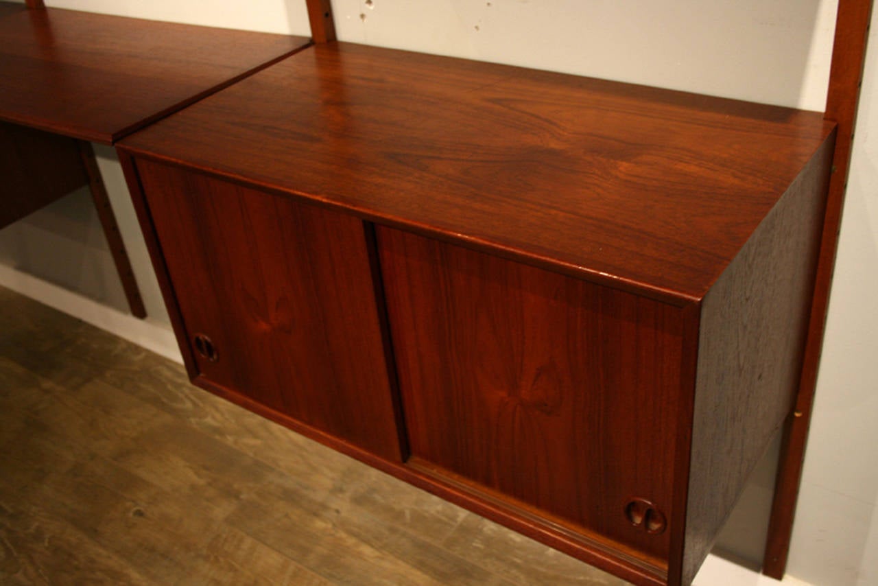 Dänische Mid Century Modern Teak Wand System Regal Bar Schrank 3