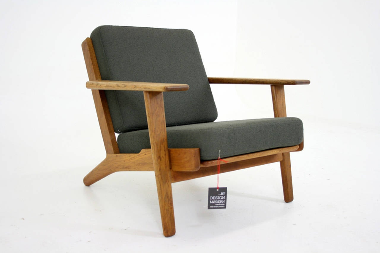 Scandinave moderne Chaise longue GE-290 en chêne danois du milieu du siècle par Hans Wegner pour Getama