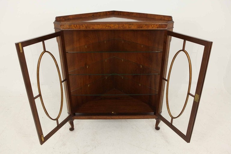 Large Mahogany Glass Fronted Corner Cabinet 1