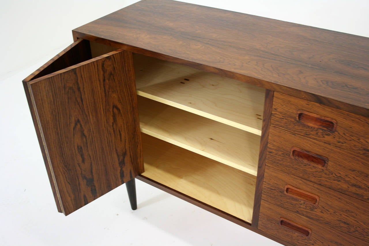 Danish Mid Century Modern Rosewood Sideboard Credenza Cupboard Cabinet 1