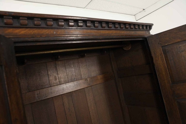 Tudor Style Oak 2-Door Armoire 1