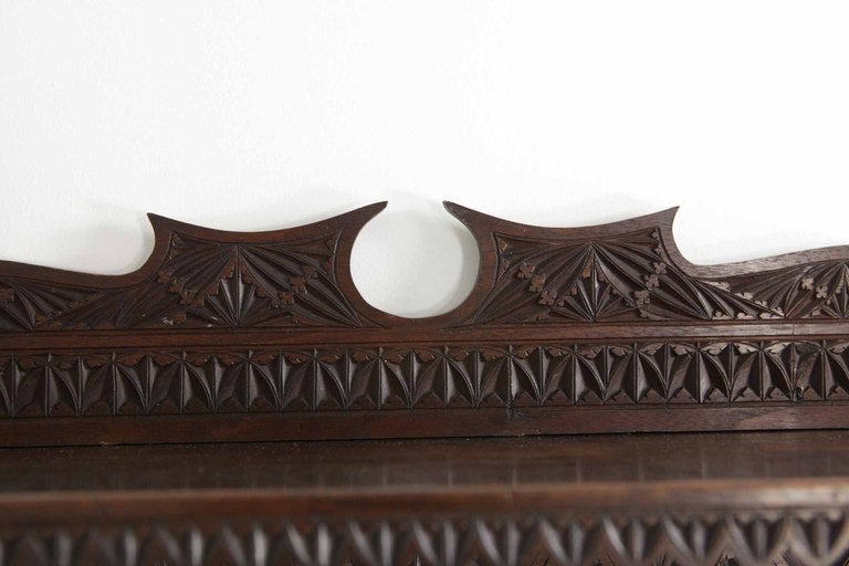 19th Century Victorian Chip Carved Walnut Plate Rack