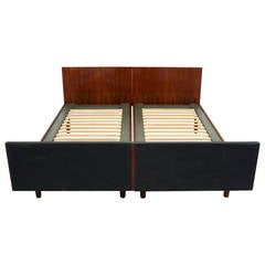 Danish Mid Century Modern Pair Teak Beds by Hans Wegner for Getama