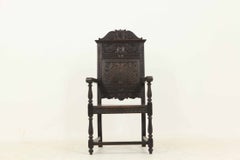 Victorian Carved Oak Throne Armchair