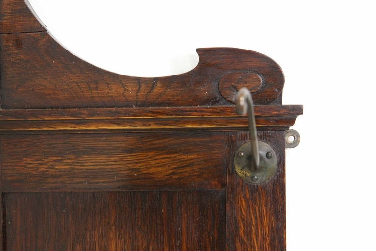 20th Century Oak Hall Coat Rack With Bevelled Mirror