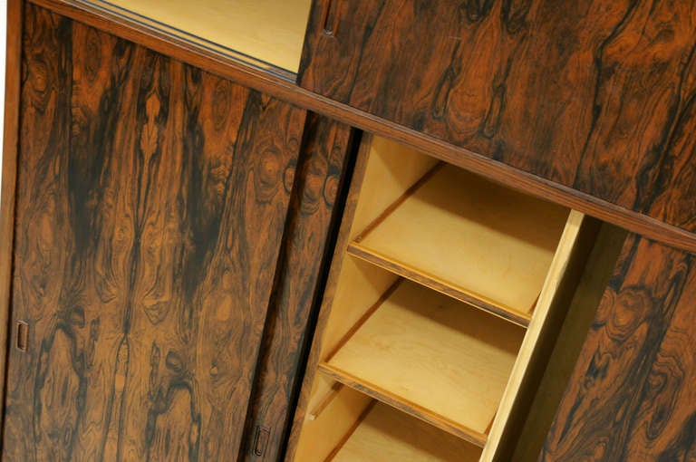 Stunning Danish 3 Door Rosewood Wardrobe In Good Condition In Vancouver, BC