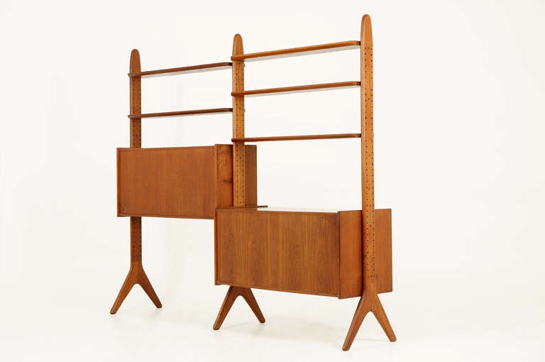Teak Shelving Unit/Room Divider by Arne Hovmand-Olsen C2162 In Good Condition In Vancouver, BC