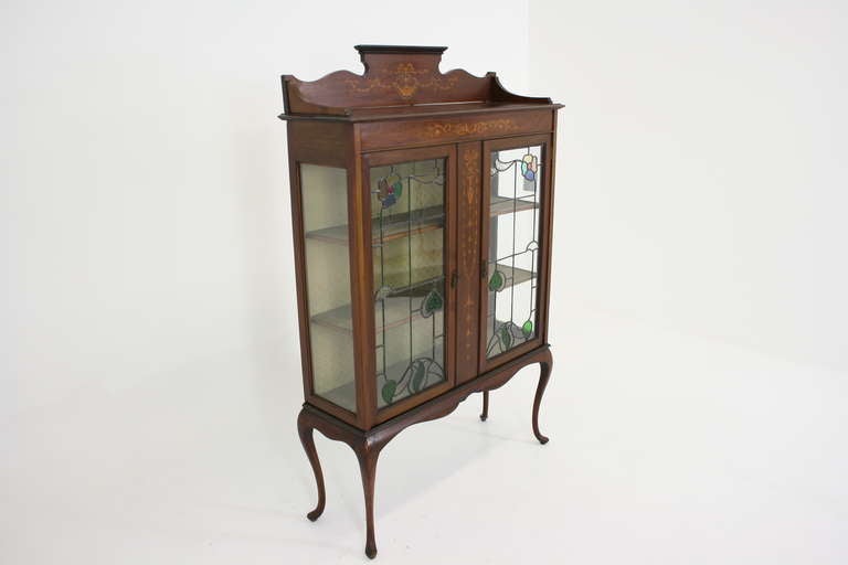 Scottish Art Nouveau Mahogany Inlaid Display Cabinet