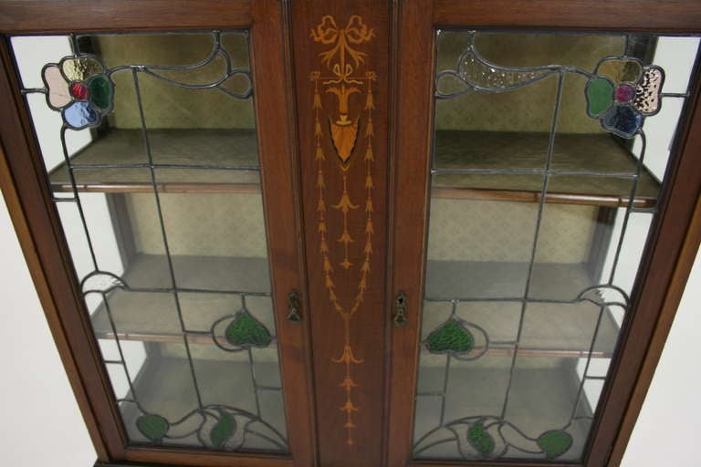 Art Nouveau Mahogany Inlaid Display Cabinet 1