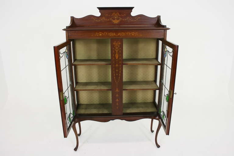 20th Century Art Nouveau Mahogany Inlaid Display Cabinet