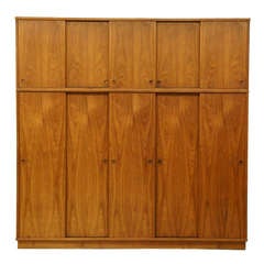 Vintage Danish Mid Century Modern 5 Door Teak Wardrobe