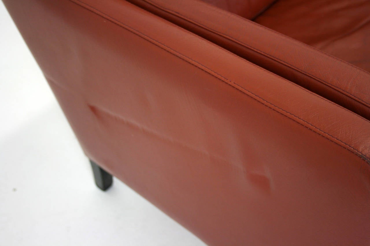 Mid-20th Century Danish Mid-Century Modern Leather Three-Seat Sofa or Loveseat