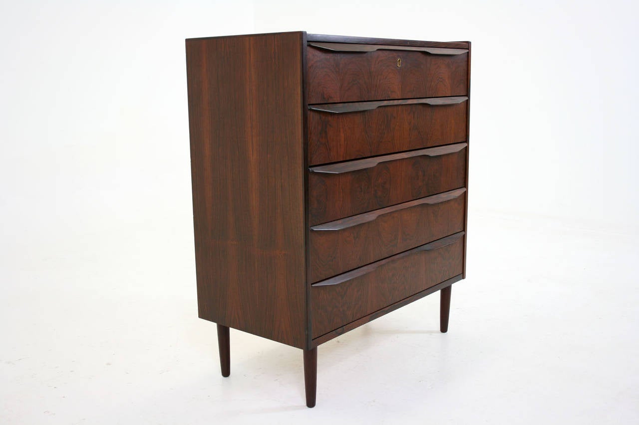 Danish mid Century Modern Rosewood Chest of Drawers Dresser Vanity 5