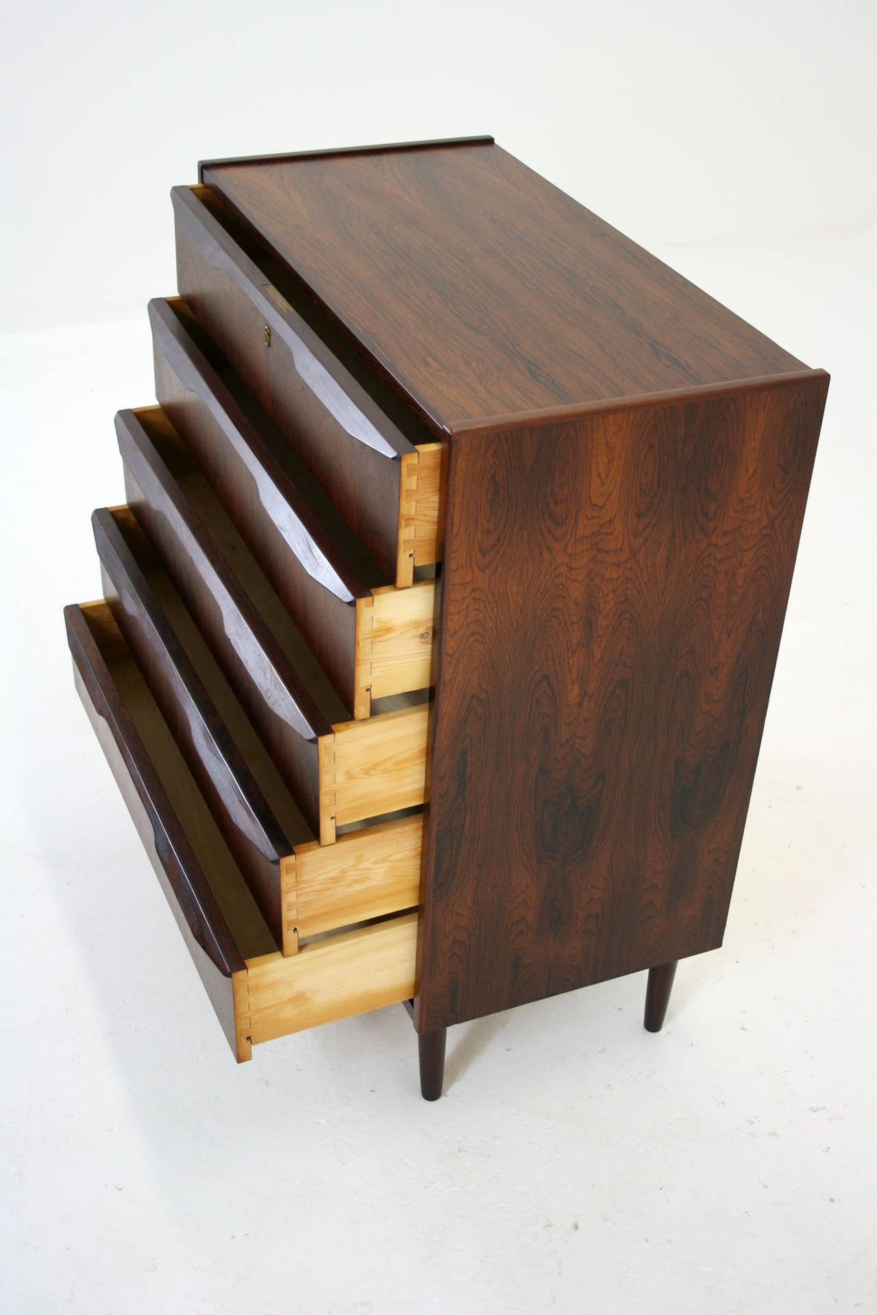 Danish mid Century Modern Rosewood Chest of Drawers Dresser Vanity 1
