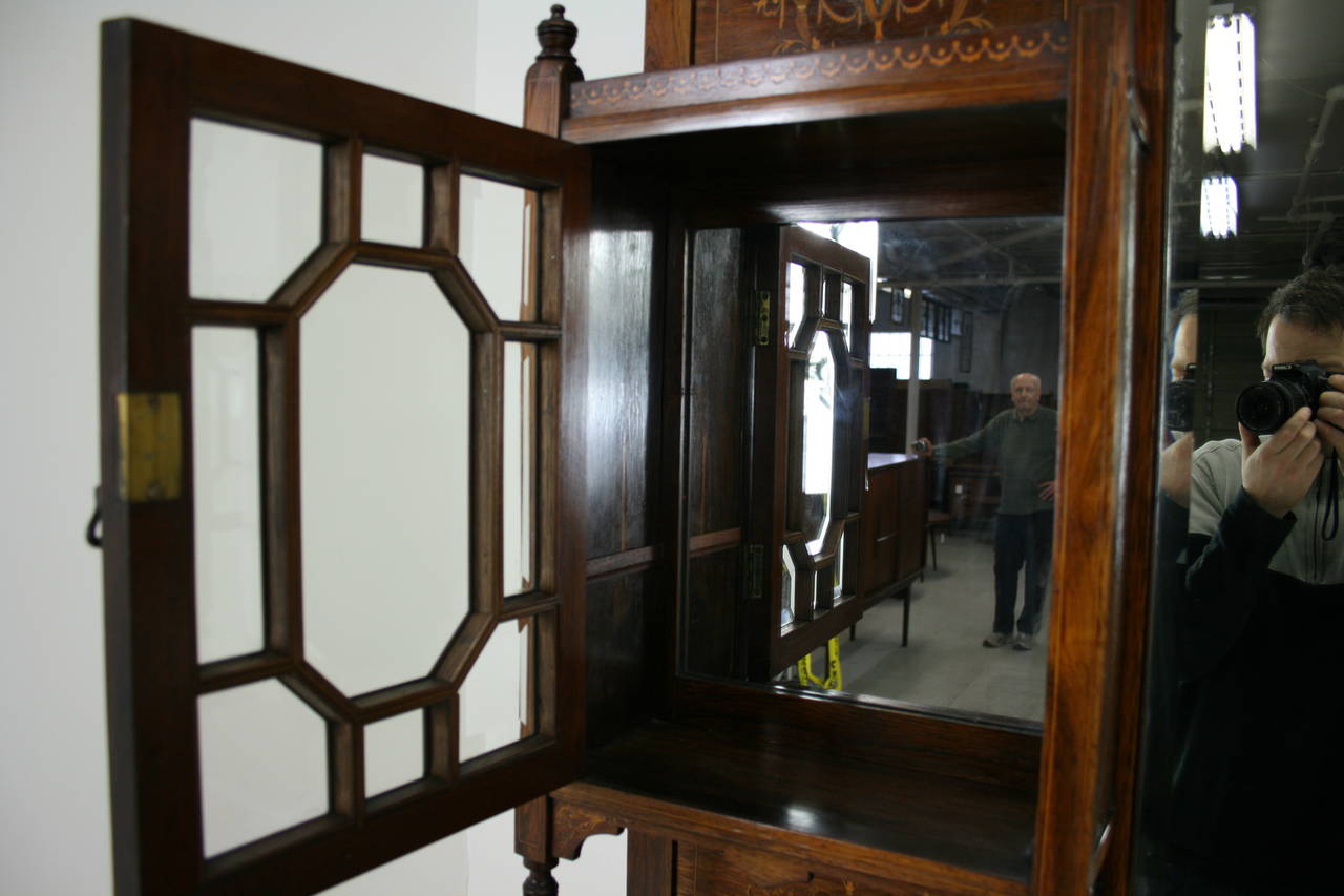 Antique Scottish Victorian Satinwood Inlaid Rosewood Display Cabinet 2