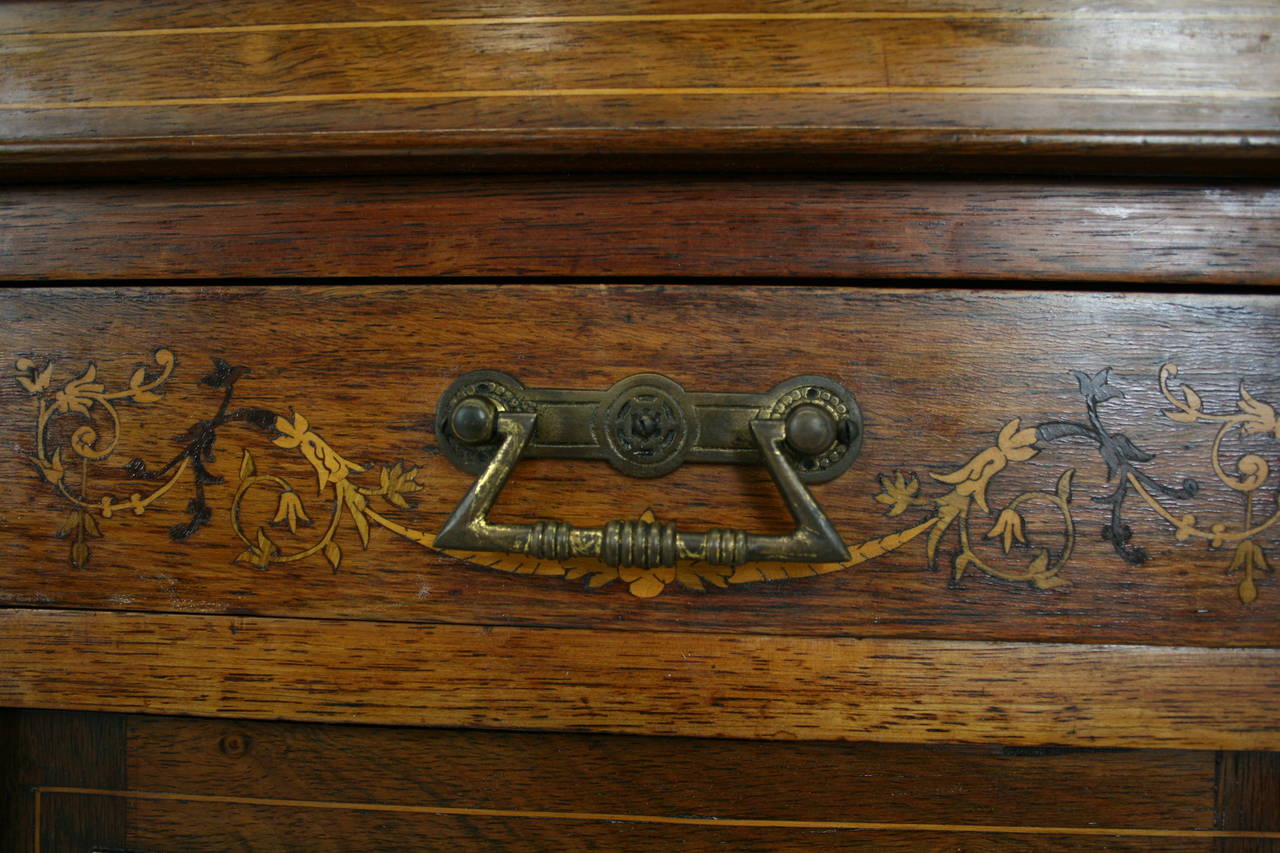 Antique Scottish Victorian Satinwood Inlaid Rosewood Display Cabinet 3