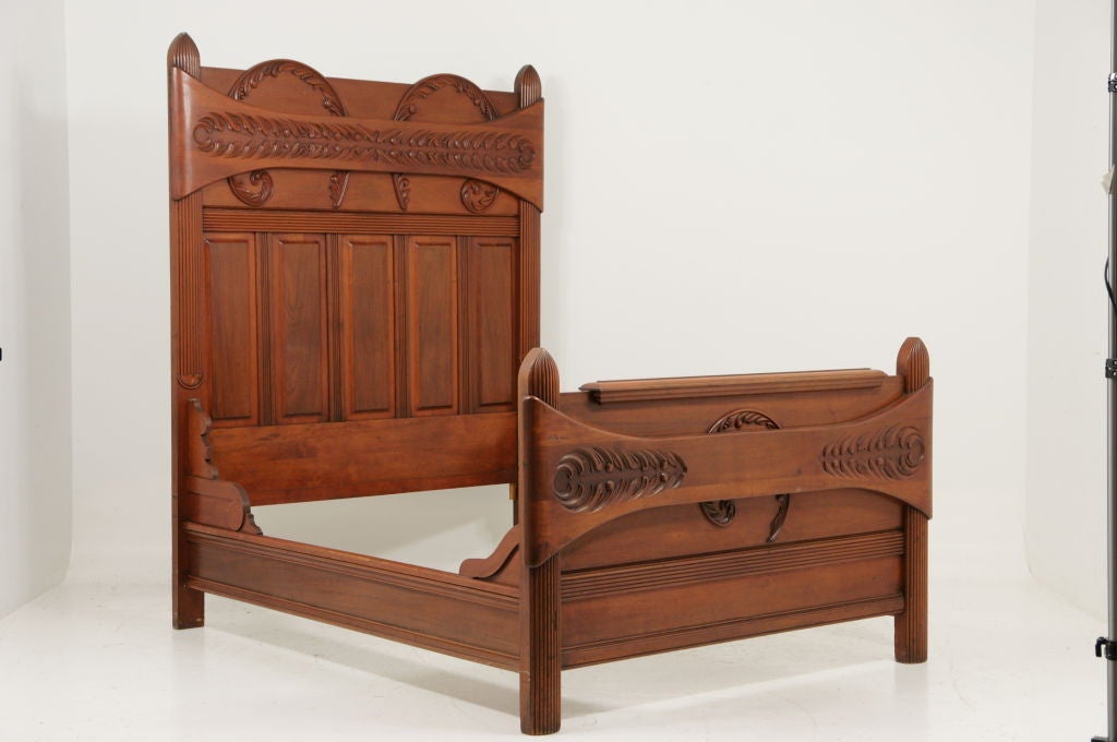 Elegant Antique American Walnut Bed