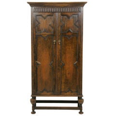 Antique Solid Oak Two (2) Door Armoire/Hallrobe