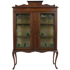 Art Nouveau Mahogany Inlaid Display Cabinet
