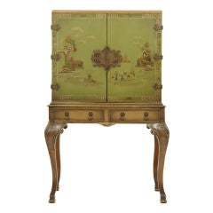 Green Painted Japanned Style Cabinet