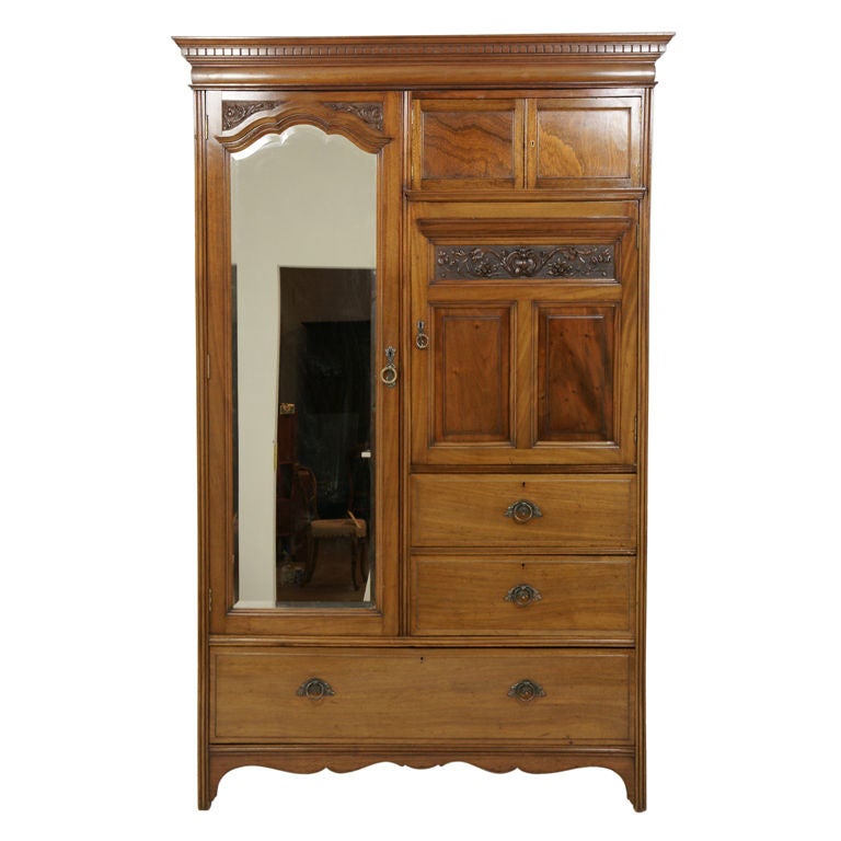 Scottish Victorian Walnut Wardrobe/Armoire