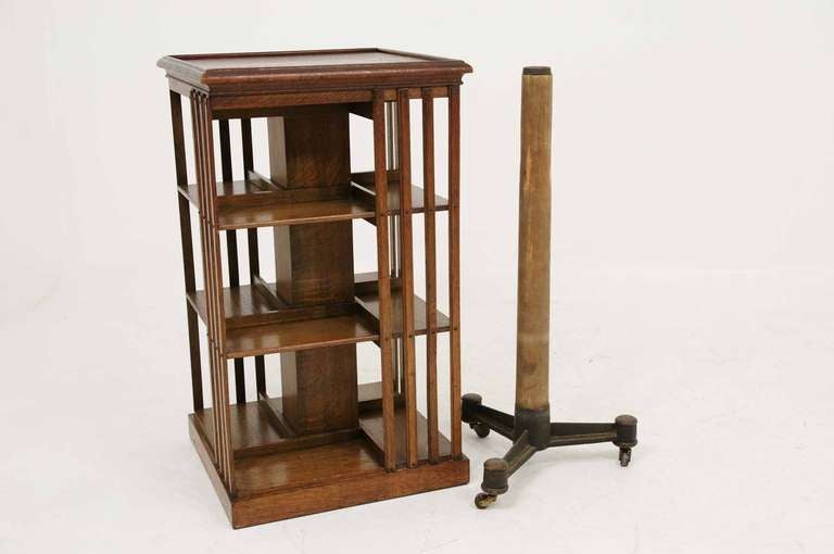 Edwardian Oak Revolving Bookcase 5