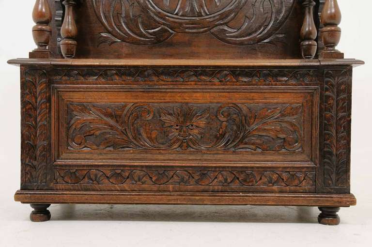 Scottish Carved Oak Hall / Monks Bench