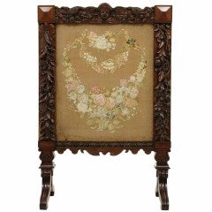 Victorian Mahogany Carved Fire Screen