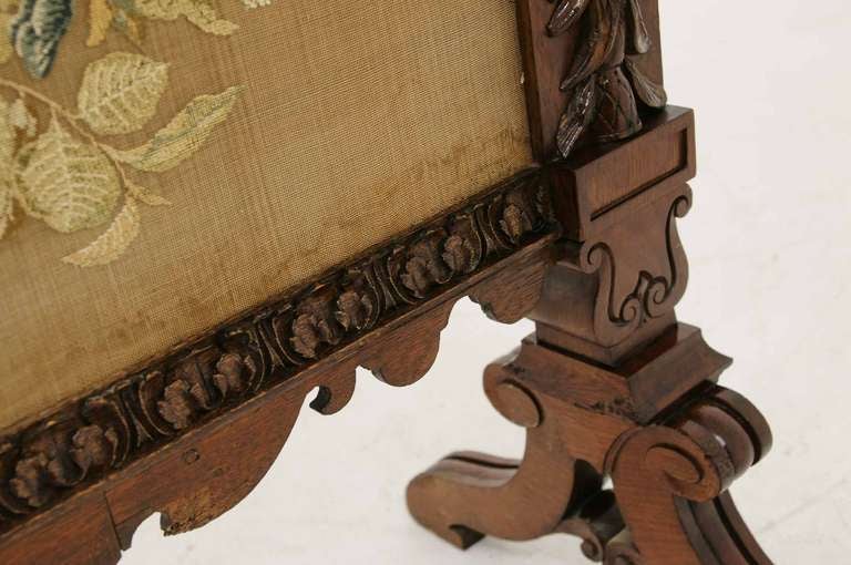 Victorian Mahogany Carved Fire Screen 2