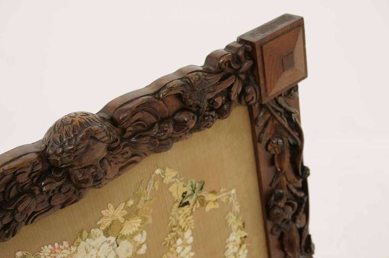 Victorian Mahogany Carved Fire Screen 3