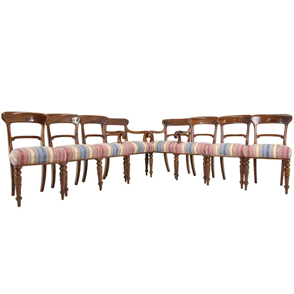 Set of 8 Scottish Victorian Mahogany Dining Chairs (6+2)