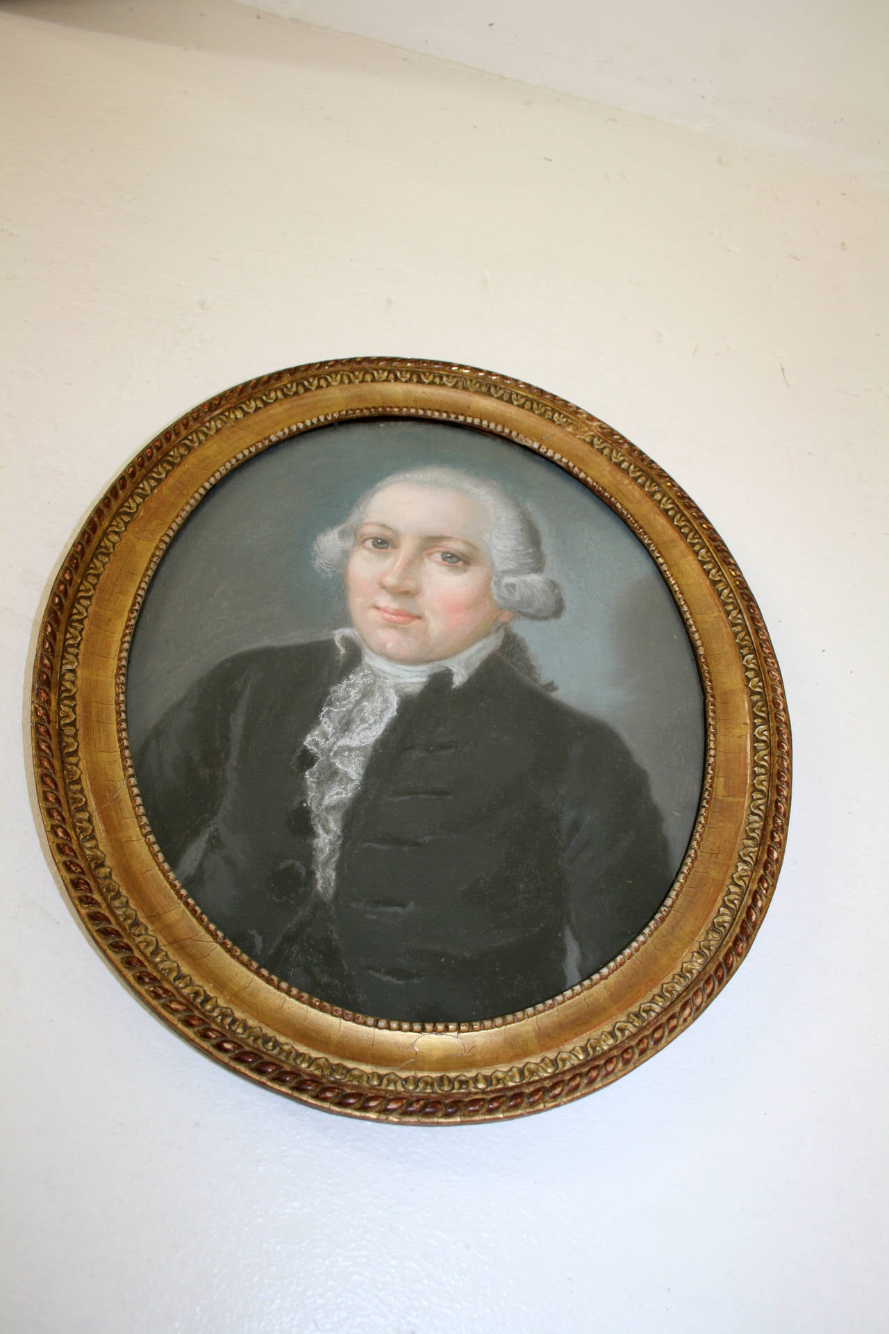 Pair of Antique Oval 18th Century Pastel Portraits 