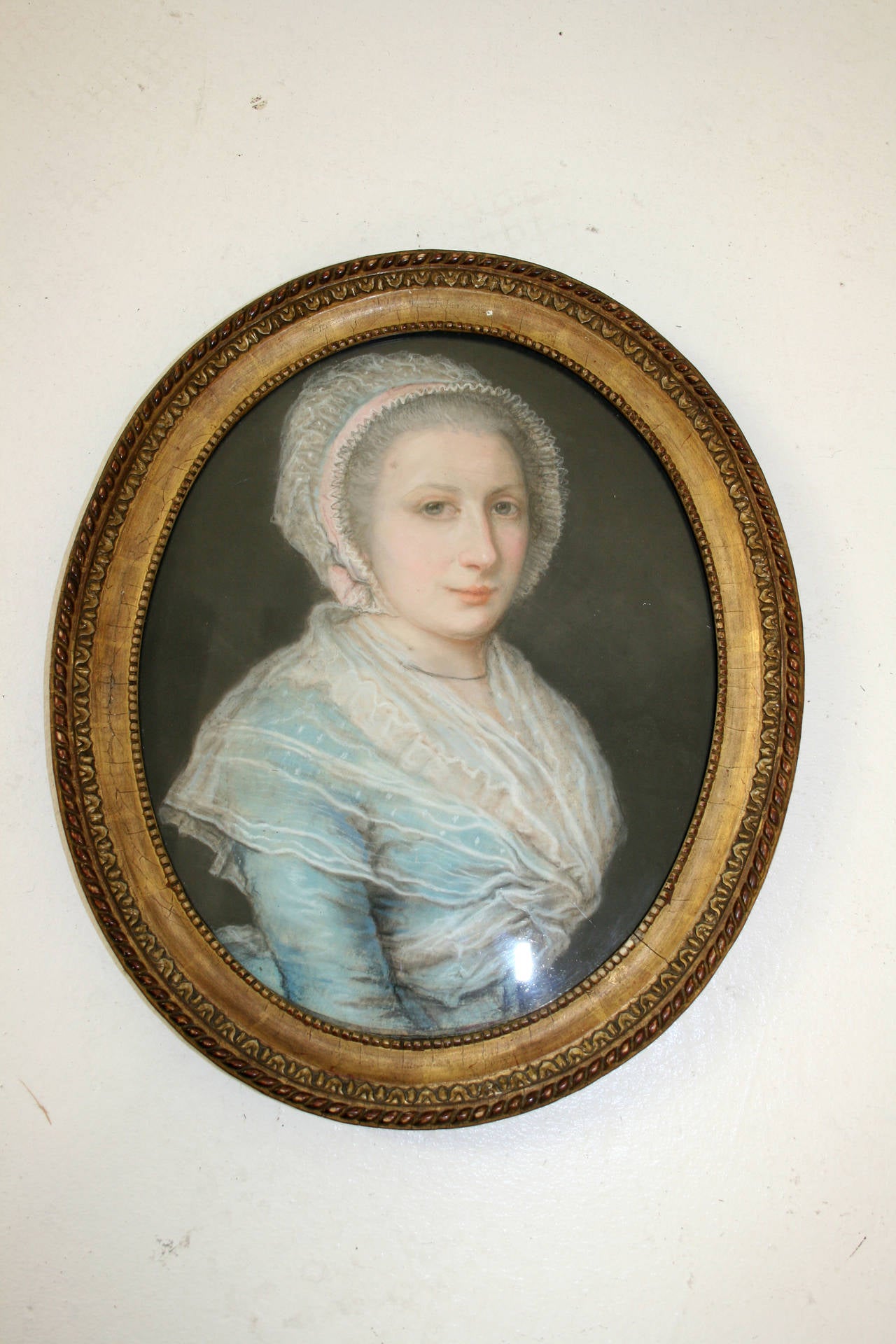 Pair of Antique Oval 18th Century Pastel Portraits 