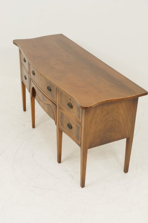 20th Century Georgian Style Inlaid Mahogany Serpentine Sideboard