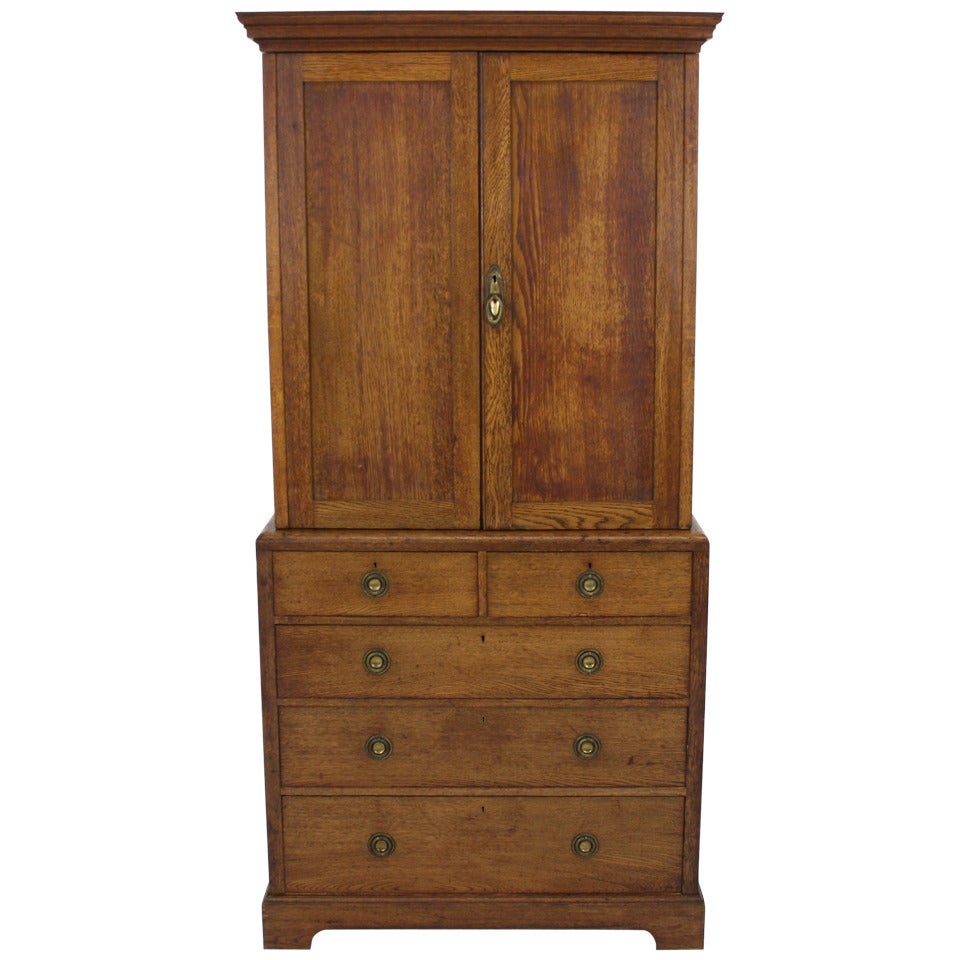 Scottish Oak Arts & Crafts Linen Press, Wardrobe, Chest, Armoire