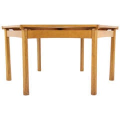 Large Scottish Solid Oak Hexagonal Dining, Games, Conference Table