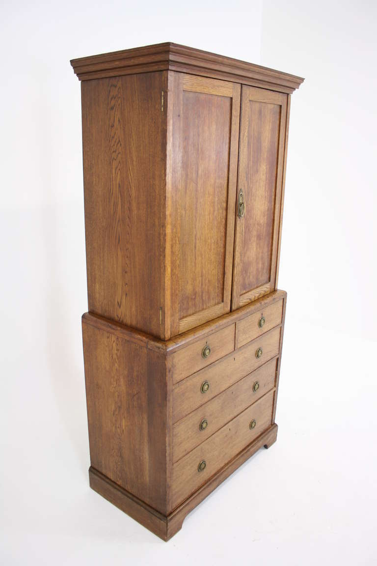 Arts and Crafts Scottish Oak Arts & Crafts Linen Press, Wardrobe, Chest, Armoire