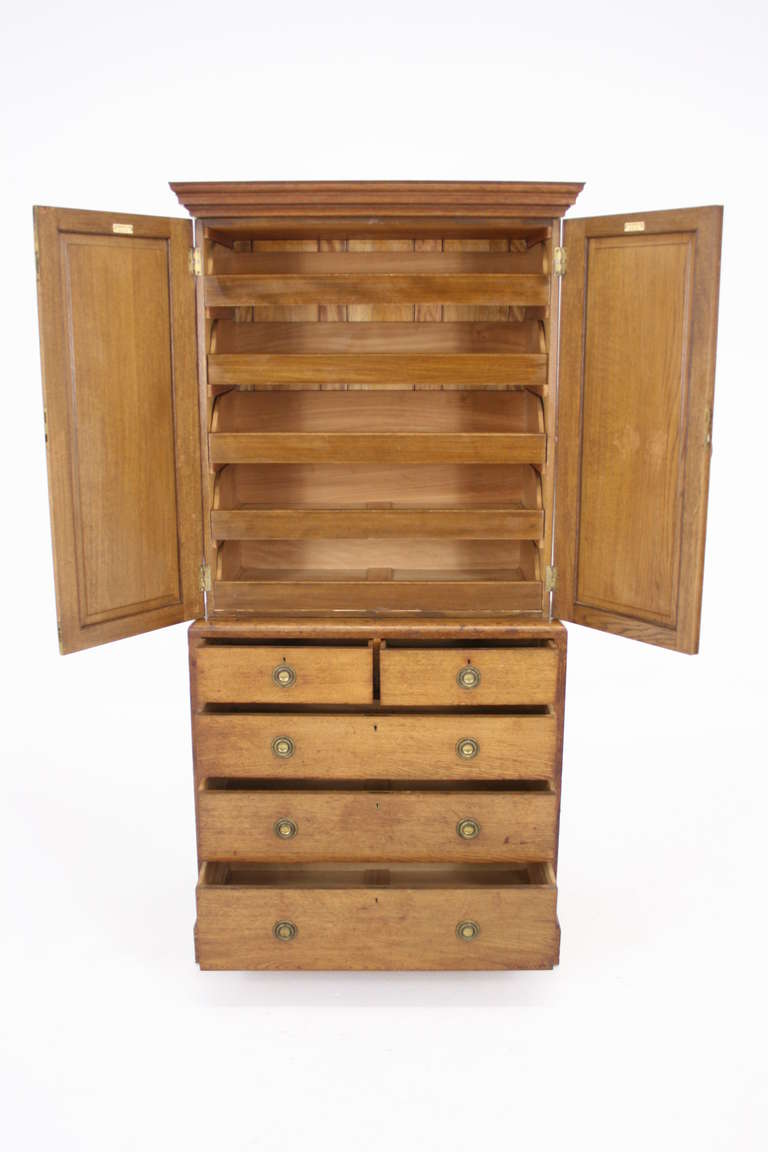 20th Century Scottish Oak Arts & Crafts Linen Press, Wardrobe, Chest, Armoire
