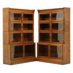 Pair Oak Sectional Bookcases