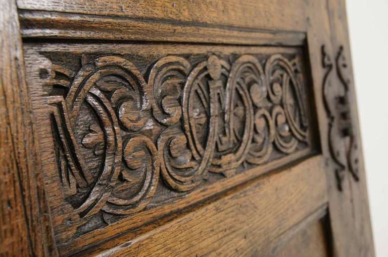 Scottish Carved Oak Tudor Style Armoire