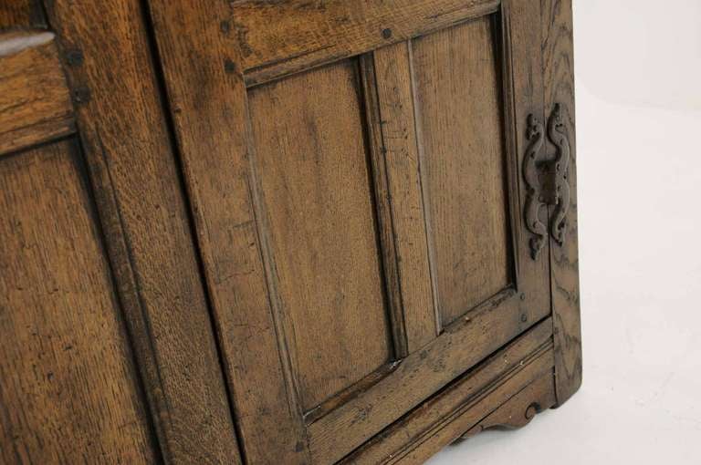Carved Oak Tudor Style Armoire In Good Condition In Vancouver, BC