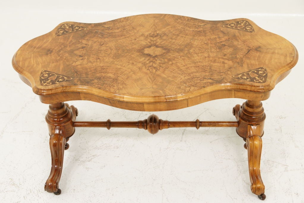 Victorian Walnut Sofa Table With Shaped Top