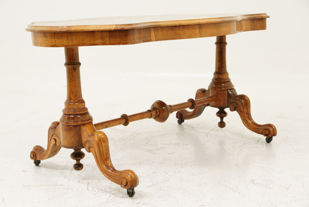 Victorian Walnut Sofa Table With Shaped Top 4