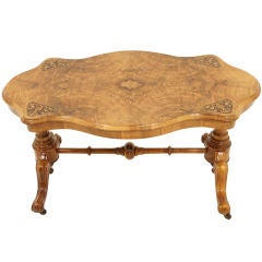 Antique Victorian Walnut Sofa Table With Shaped Top